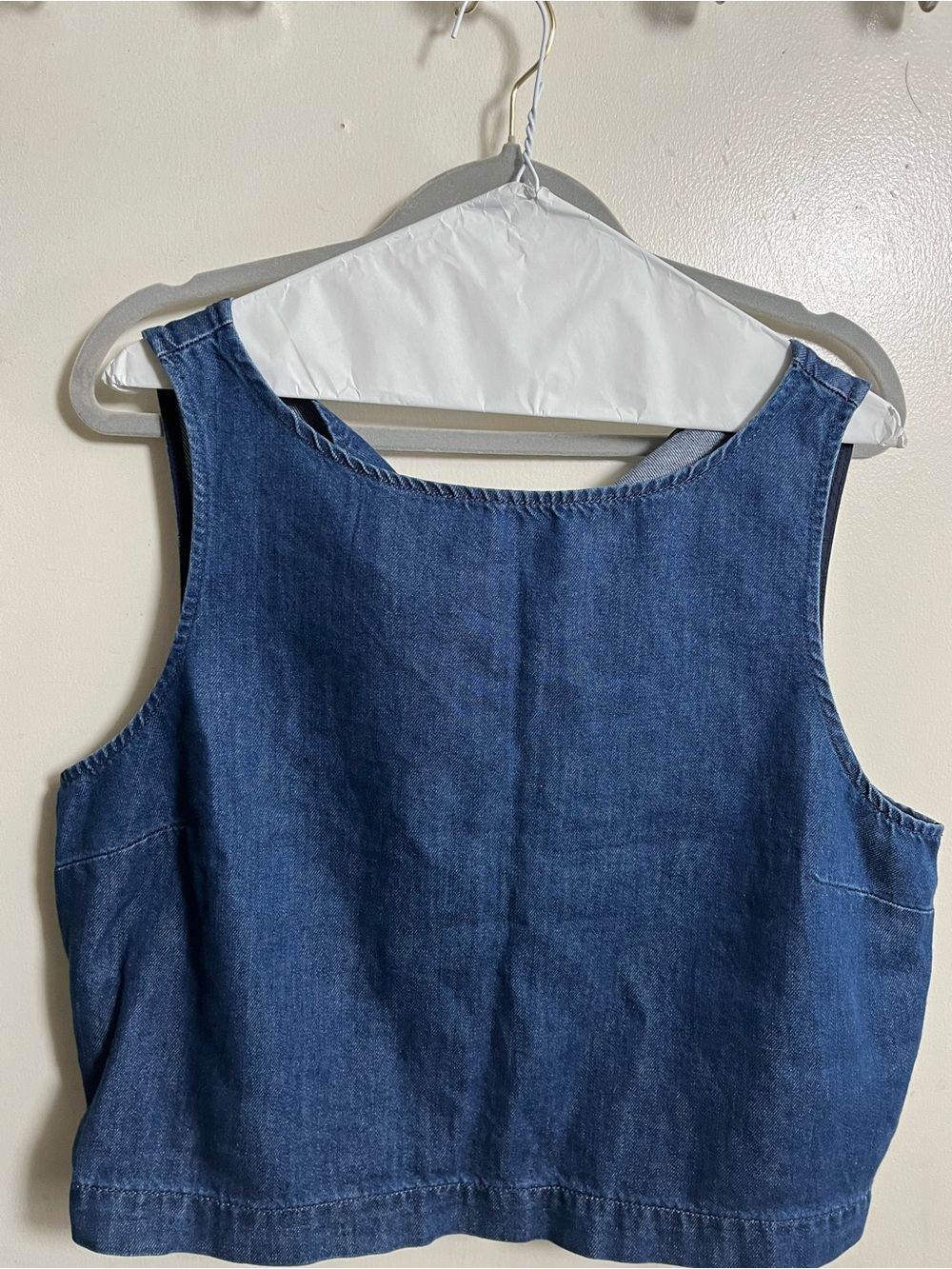 GAP Blue Denim Crop Tank with Button-Back - Picture 2 of 4